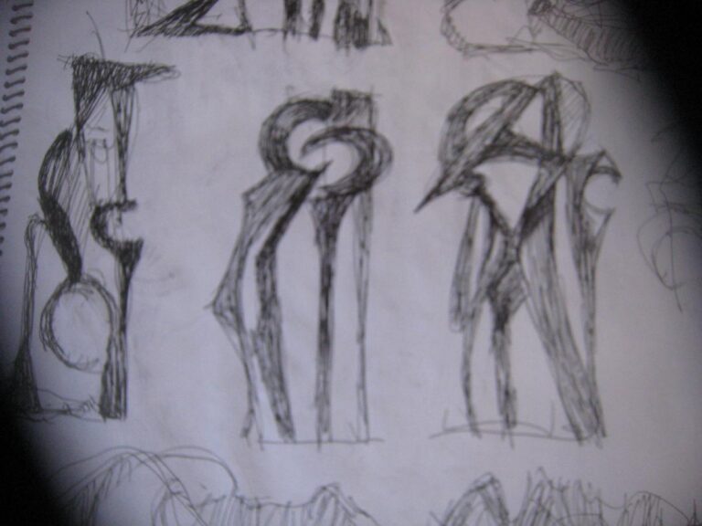 Loose pencil figure studies on paper