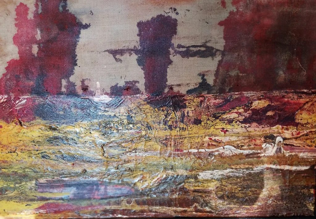 Dark abstract landscape painting