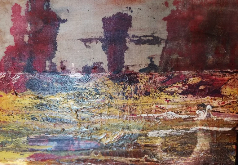 Dark abstract landscape painting