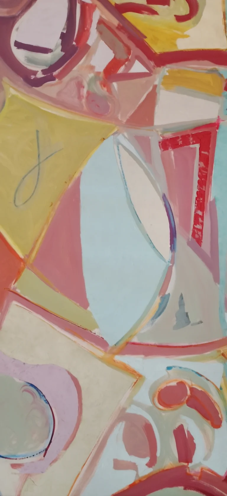 Vertical pastel geometric abstract painting