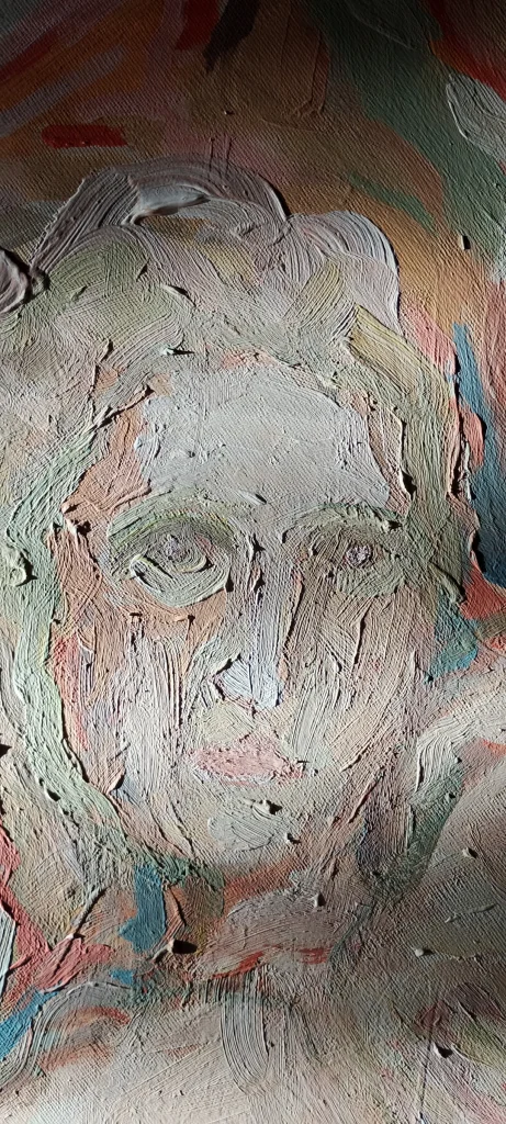 Heavily textured painted portrait
