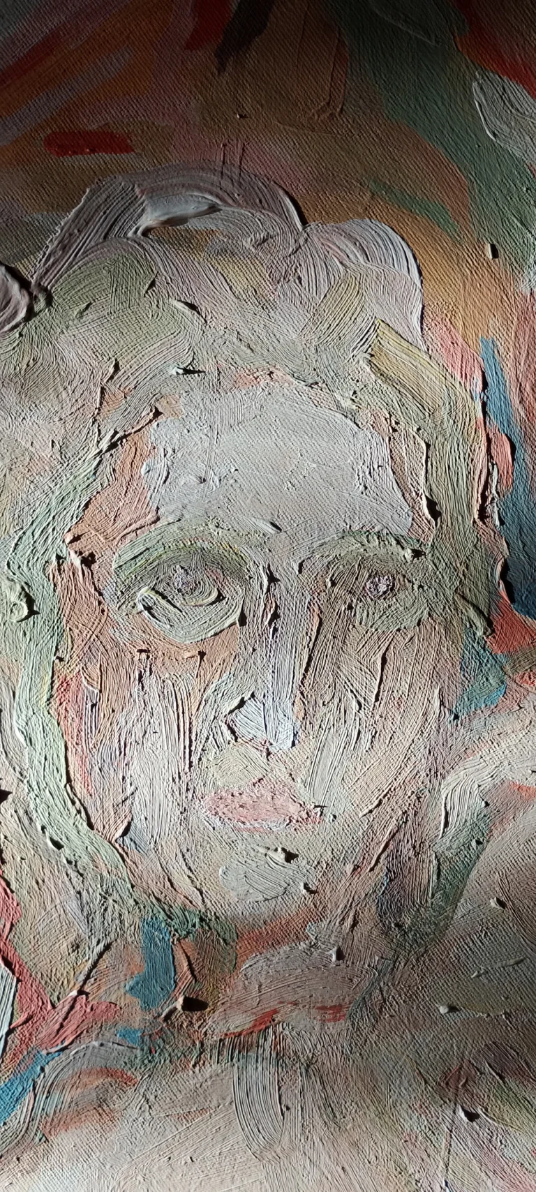 Heavily textured painted portrait